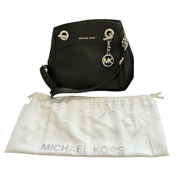 MICHAEL KORS Jet Set Chain Legacy Black Pebble Leather Shoulder Bag w/ Dust Bag - Picture 1 of 9